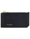 Leather Zipper Card Wallet Black - SAINT LAURENT - BALAAN 2