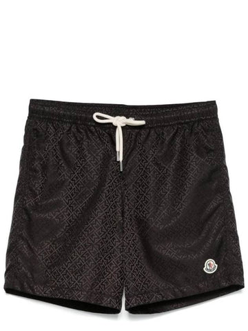 Monogram Jacquard Swim Shorts Black - MONCLER - BALAAN 1