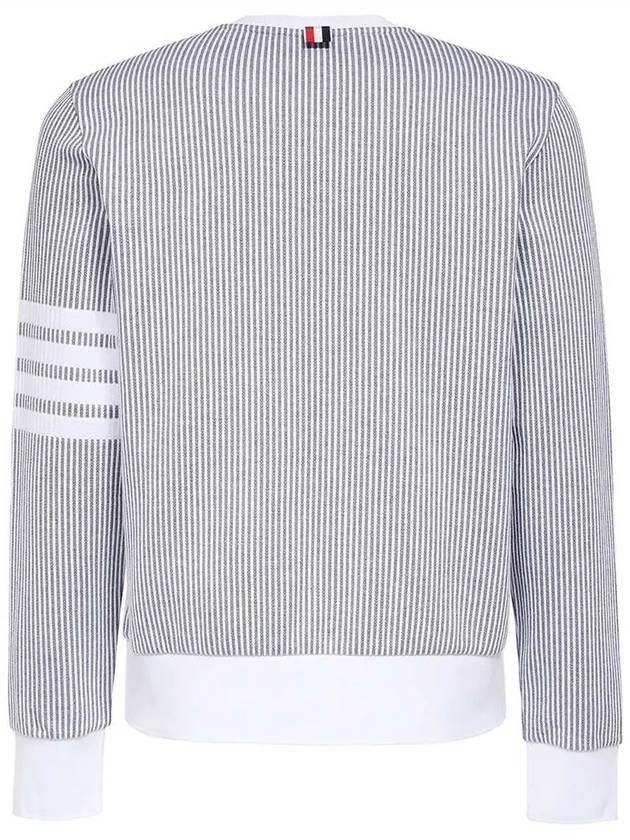 Seersucker Loopback 4 Bar Crew Neck Sweatshirt Light Grey - THOM BROWNE - BALAAN 4