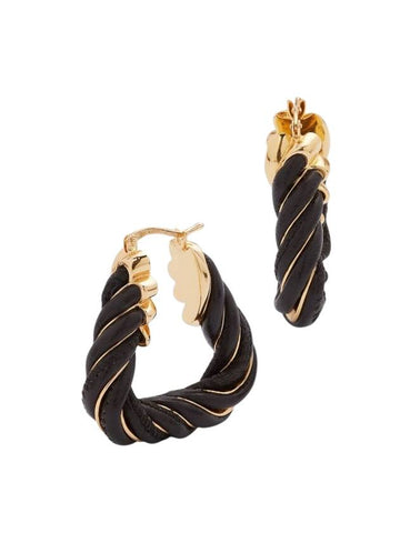 Twisted Triangle Hoop Earrings Brown - BOTTEGA VENETA - BALAAN 1