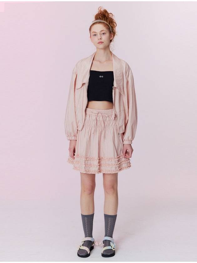 Shining Shirring Mini A Line Skirt Peach Pink - OPENING SUNSHINE - BALAAN 4