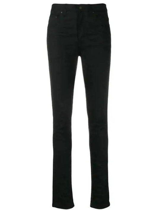 Mid Rise Cotton Skinny Jeans Black - SAINT LAURENT - BALAAN 2