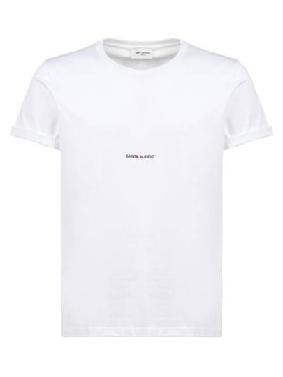 Men's Small Logo Short Sleeve T-Shirt White - SAINT LAURENT - BALAAN 2