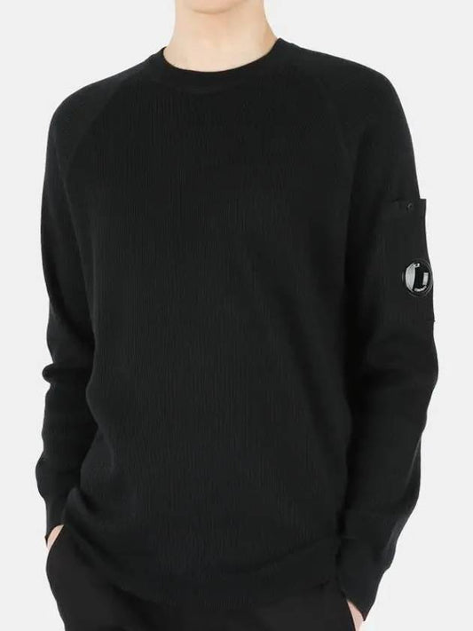 Sea Island Lens Crew Neck Knit Top Black - CP COMPANY - BALAAN 2