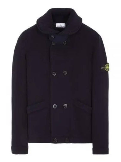 Double Button Knit Stretch Wool Cardigan Black - STONE ISLAND - BALAAN 2