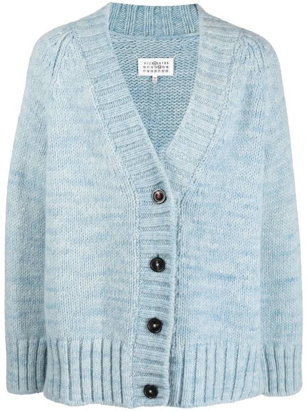 Botanical Dyed V-Neck Knit Cardigan Pale Blue - MAISON MARGIELA - BALAAN 1