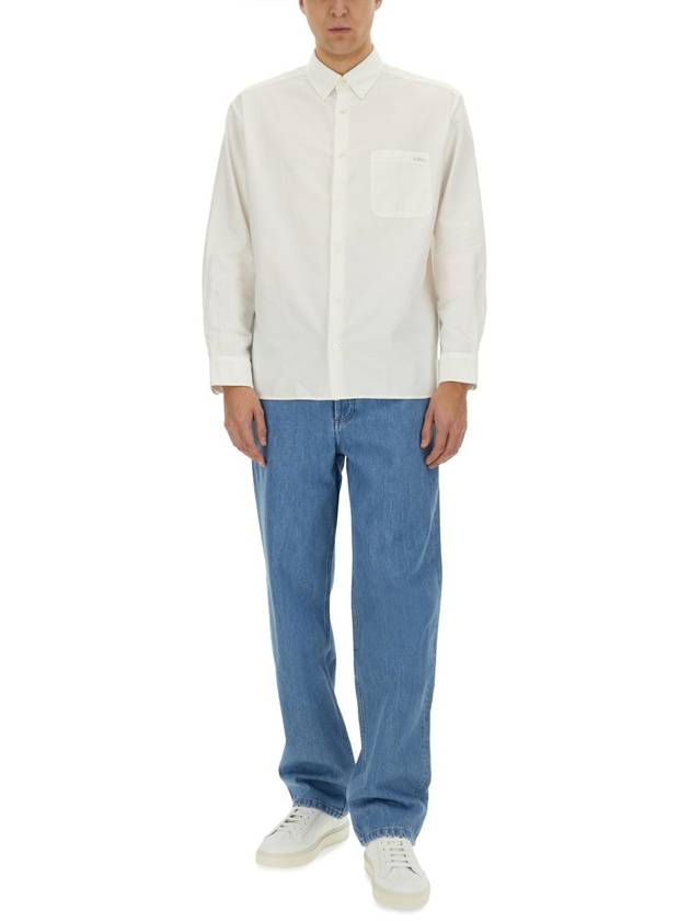 Mateo Logo Long Sleeve Shirt White - A.P.C. - BALAAN 3