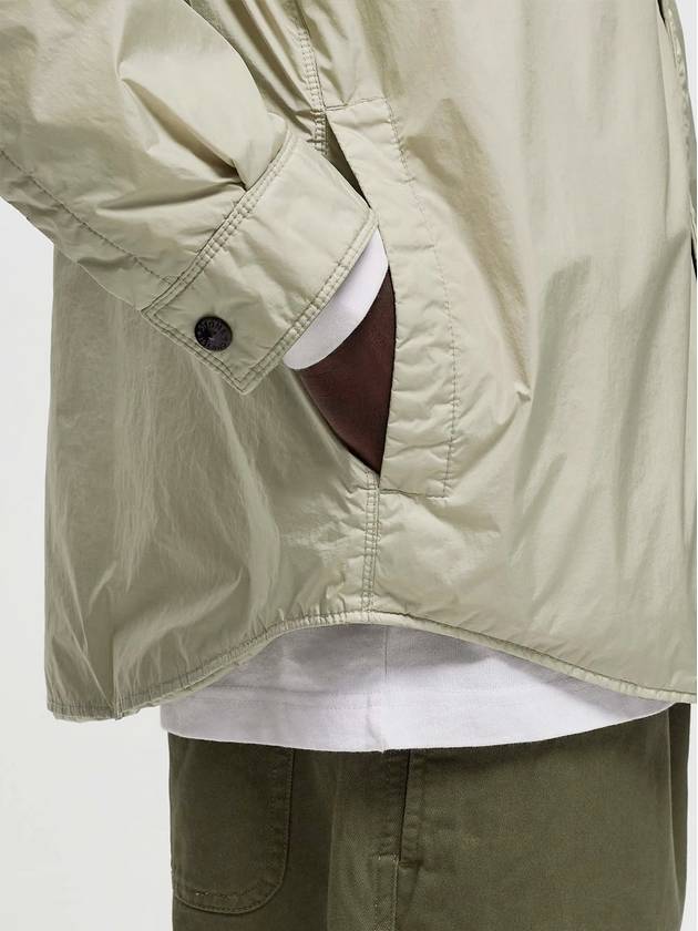 Logo Patch Zip Up Jacket Beige - STONE ISLAND - BALAAN 5