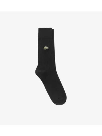 Men s Basic Rib Tissue Gentleman Socks Black - LACOSTE - BALAAN 1