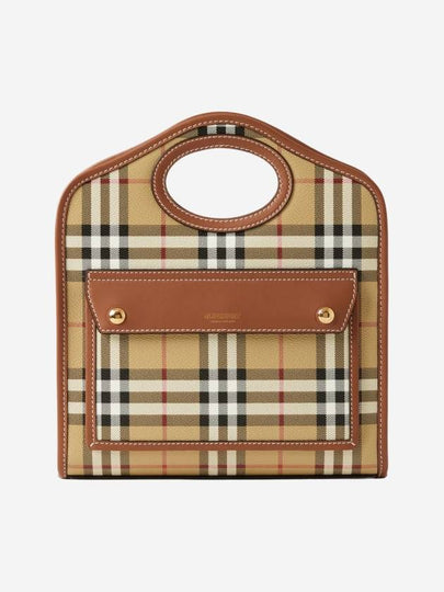 Check Mini Pocket Tote Bag Beige - BURBERRY - BALAAN 2