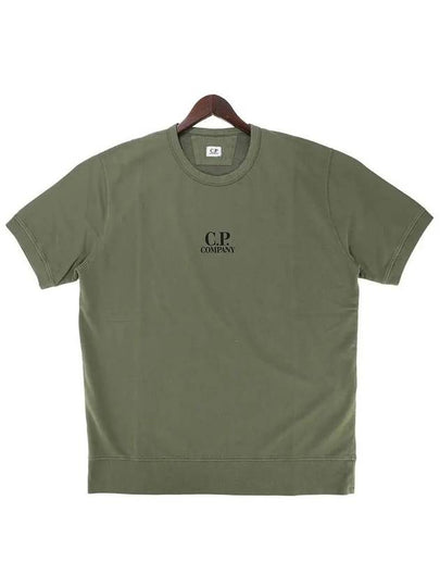 Men's Logo Print Crew Neck Cotton Short Sleeve T-Shirt Green - CP COMPANY - BALAAN 2