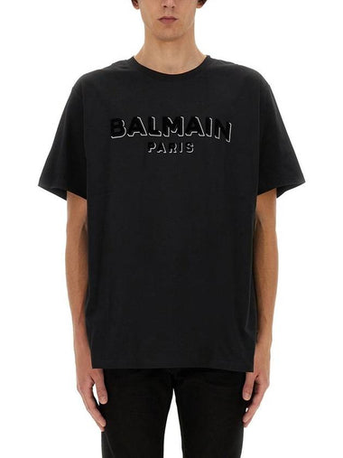 Balmain Flocked Logo T-Shirt - BALMAIN - BALAAN 1