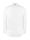 Oxford Grosgrain Placket Cotton Long Sleeve Shirt White - THOM BROWNE - BALAAN 3