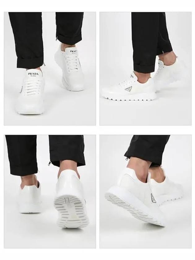 Triangle Logo Leather Low-Top Sneakers White - PRADA - BALAAN 3