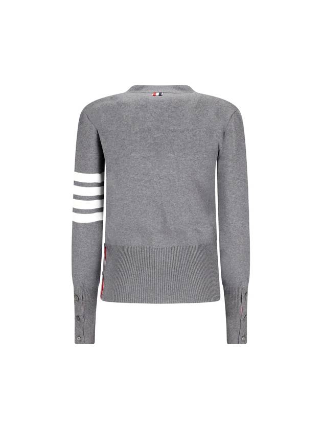 Cotton 4-Bar Milano Classic V-Neck Cardigan Medium Grey - THOM BROWNE - BALAAN 3