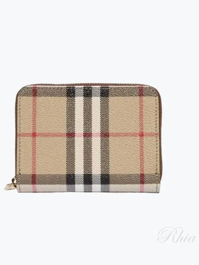 Check Leather Coin Wallet Beige - BURBERRY - BALAAN 2