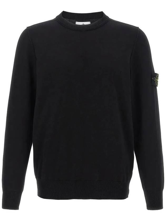 5100053 Soft Organic Cotton Small Roll Details Crewneck Sweatshirt Black - STONE ISLAND - BALAAN 2