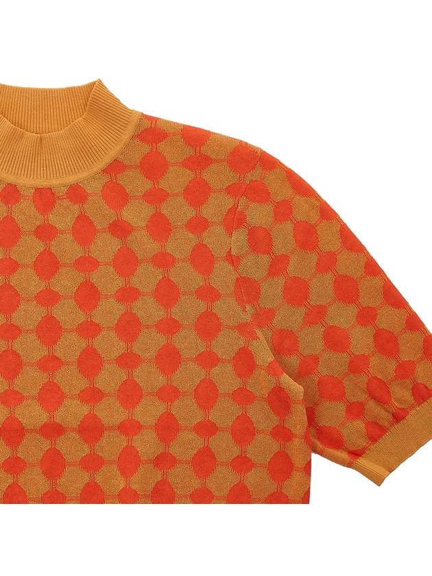 Jacquard Short Sleeve Knit Top Orange - TORY BURCH - BALAAN 5