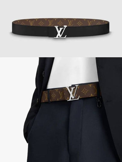 Men's LV Initiales Reversible Monogram Leather Belt Black Brown - LOUIS VUITTON - BALAAN 2