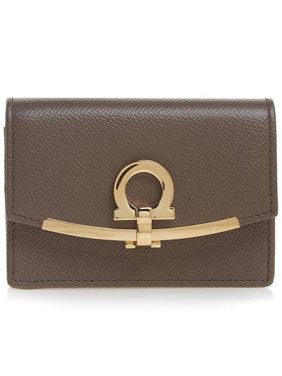 Gancini Calfskin Card Wallet Cumin - SALVATORE FERRAGAMO - BALAAN 2