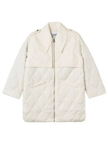 Quilted down jacket beige jumper - GANNI - BALAAN 1