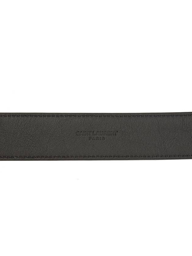 Men's Monogram Grain Leather Belt Gold - SAINT LAURENT - BALAAN 7