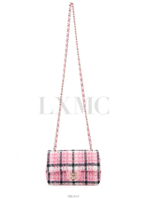 Classic Mini Cross Wool Tweed Gold Pink Clmi Chain Bag A69900 - CHANEL - BALAAN 5