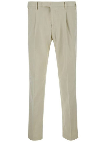 Beige Slim Pants With Concealed Closure In Cotton Man - PT TORINO - BALAAN 1