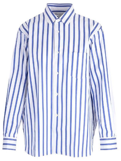 Striped Poplin Long Sleeve Shirt Blue - COMME DES GARCONS - BALAAN 2