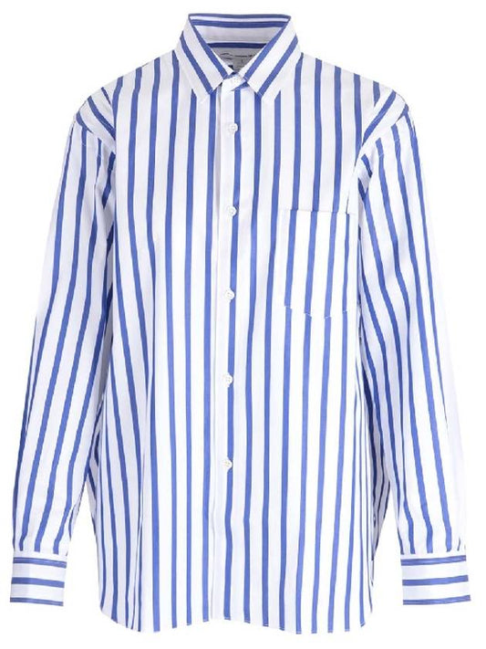 Men's Striped Poplin Long Sleeve Shirt Blue - COMME DES GARCONS - BALAAN 2