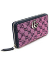 443123 Pink Blue Multi Color GG Canvas Diagonal Quilted Marmont Zipper Long Wallet - GUCCI - BALAAN 3