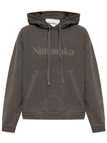 Nanushka Asphalt Cotton-Fleece Ever Hoodie, Size X-Large - NANUSHKA - BALAAN 1