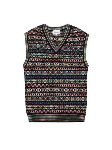 Unfair Isle Knitted Vest Navy - PALMES - BALAAN 1