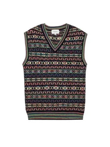 Unfair Isle Knitted Vest Navy - PALMES - BALAAN 1