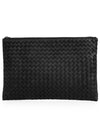 Intrecciato Document Leather Clutch Bag Black - BOTTEGA VENETA - BALAAN 2