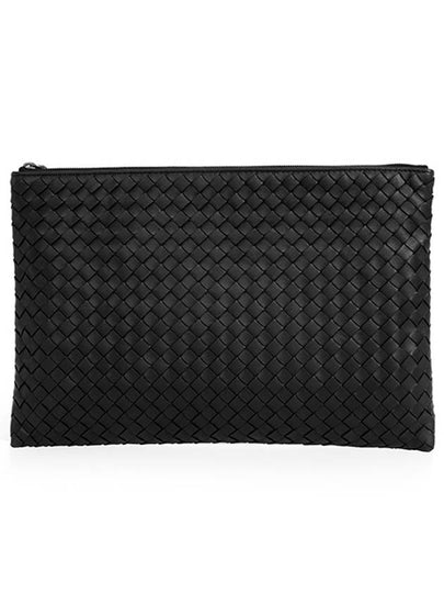 Intrecciato Document Leather Clutch Bag Black - BOTTEGA VENETA - BALAAN 2