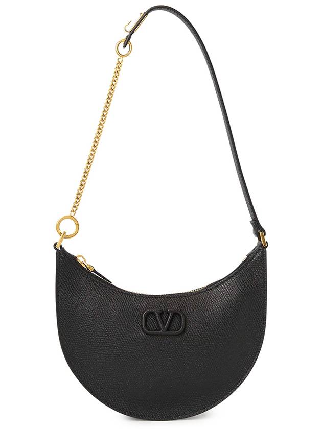 V Logo Hobo Leather Shoulder Bag Black - VALENTINO - BALAAN 8