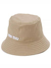 Embroidered Logo Drill Bucket Hat Khaki - MIU MIU - BALAAN 2