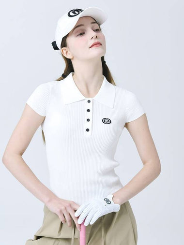 Cool Tetched Polo Collar Rib Span White Cap Sleeve Short Sleeve Knit DO3242KT001 1 - DOYOUKNOWMC GOLF WEAR - BALAAN 1