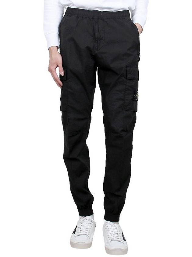 Stretch Cotton Tela Paracadute Straight Pants Black - STONE ISLAND - BALAAN 3