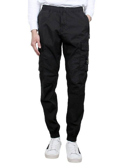 Stretch Cotton Tela Paracadute Straight Pants Black - STONE ISLAND - BALAAN 2