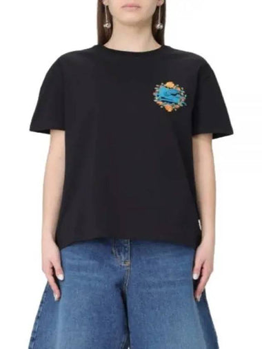 24 WRJB0006AC036 N0000 Floral logo embroidery T shirt - ETRO - BALAAN 1