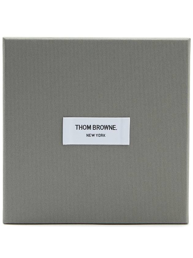 Stripe Zip Around Pebble Grain Leather Card Wallet Black - THOM BROWNE - BALAAN 8