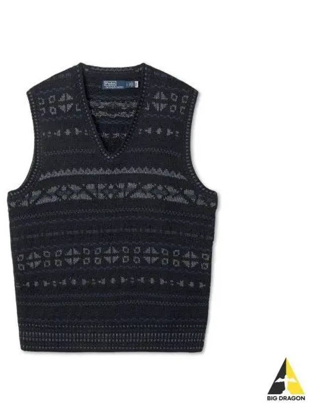 Fair Isle Cotton Blend Sweater Vest Blue - POLO RALPH LAUREN - BALAAN 1