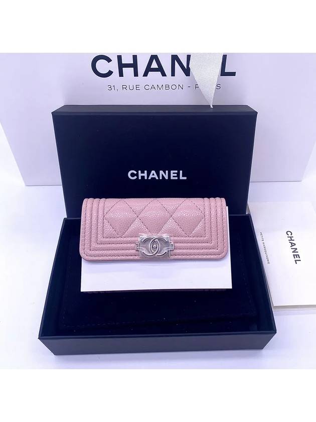 Boy Silver Caviar Card Wallet Pink - CHANEL - BALAAN 5