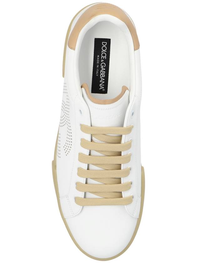 Portofino perforated DG logo low top sneakers white - DOLCE&GABBANA - BALAAN 7