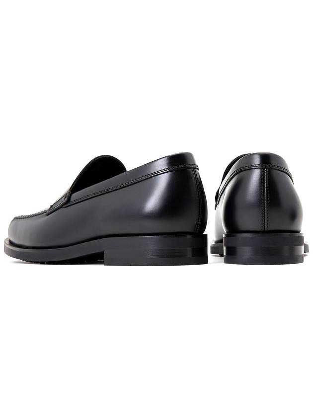 Men's Stamped Monogram Semi Glossy Leather Loafers Black - TOD'S - BALAAN 7