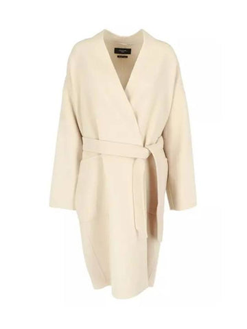 ERIS Belted Wool Coat Ivory 2425016011 064 - MAX MARA - BALAAN 1