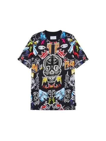 Men's Graffiti Hot Piece Short Sleeve T-Shirt Black - PHILIPP PLEIN - BALAAN 1