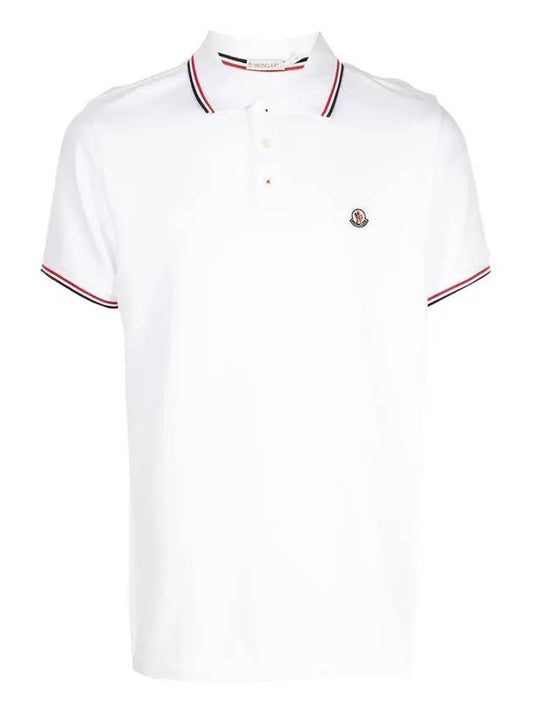 Men's Logo Patch Polo Short Sleeve T-Shirt White 8A70300 84556 001 - MONCLER - BALAAN 2